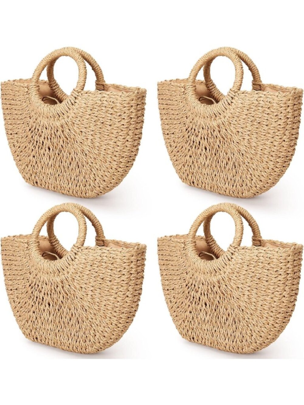 Chic 4-Piece Set of Women's Straw Bags - Trendy, Lightweight, Perfect for Summer